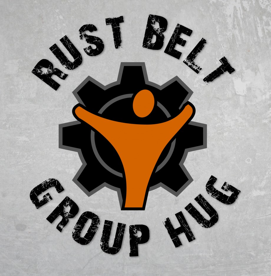 Logo design for Rust Belt Group Hug, a community-building initiative throughout the rust belt.